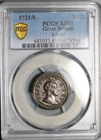 1721/0 PCGS XF 45 George I Farthing Great Britain Rare Overdate Coin POP 1/0 (25100902C)
