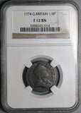 1774 NGC F 12 George III Farthing 1/4 Penny Great Britain Colonial Coin (24041702C)