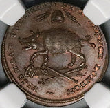1790s NGC MS 65 Spence Adam Eve Eden Pig's Meat Farthing Middlesex Conder Token DH 1083 POP 4/0 (24072702C)