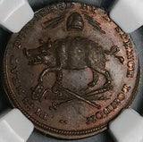 1790s NGC MS 65 Spence Adam Eve Eden Pig's Meat Farthing Middlesex Conder Token DH 1083 POP 4/0 (24072702C)