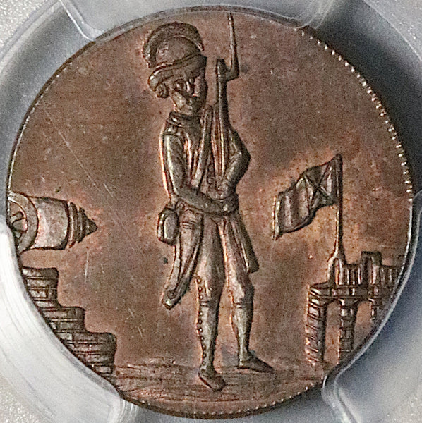 1790s PCGS MS 64 Scotland Dundee Conder Farthing Guard Fort Musket Cannon Token (25080201C)