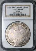 1604 NGC VG 10 James I Crown England Thistle Rare Variant S-2652 Hammered Coin (25070702C)