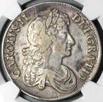 1673/2 NGC VF 30 Charles II Crown Rare England Great Britain Overdate Silver Coin POP 2/2 (24051502C)