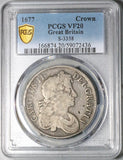 1677 PCGS VF 20 Charles II Crown Great Britain Scarce Silver Coin (25070602C)