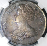 1707 NGC XF 45  Anne Crown Great Britain Plumes Roses London Silver Coin (25080701D)