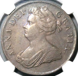 1707 NGC XF 45  Anne Crown Great Britain Plumes Roses London Silver Coin (25080701D)