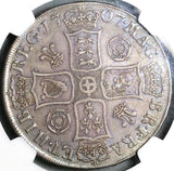 1707 NGC XF 45  Anne Crown Great Britain Plumes Roses London Silver Coin (25080701D)