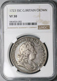 1723 NGC VF 30 George I Crown Great Britain South Sea Company SSC Silver Coin (23111601C)