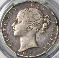 1847 PCGS VF 35 Victoria Crown Great Britain 5 Shillings Silver Coin (23080203C)