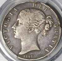 1847 PCGS VF 35 Victoria Crown Great Britain 5 Shillings Silver Coin (23080203C)