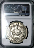 1930 NGC MS 63 George V Crown Great Britain 5k Minted Wreath Silver Coin (19042201D)