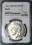 1930 NGC MS 63 George V Crown Great Britain 5k Minted Wreath Silver Coin (19042201D)