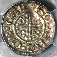 1199 PCGS AU 55 King John England Britain Penny Roberd on Canterbury Mint Silver Coin (25070603D)