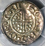 1199 PCGS AU 55 King John England Britain Penny Roberd on Canterbury Mint Silver Coin (25070603D)