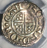 1199 PCGS AU 55 King John England Britain Penny Roberd on Canterbury Mint Silver Coin (25070603D)