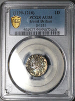 1199 PCGS AU 55 King John England Britain Penny Roberd on Canterbury Mint Silver Coin (25070603D)