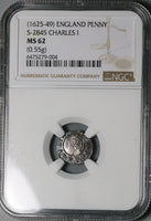 1625 NGC MS 62 Charles I Penny Great Britain England Hammered Silver Coin POP 1/0 (24032402C)