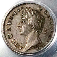 1687/8 PCGS AU 55 James II Penny Date Error Great Britain Rare Silver Coin (25011201C)