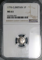 1776 NGC MS 61 Great Britain George III Penny Silver Colonial Coin (24020602)