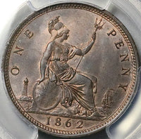 1862 PCGS MS 62 BN Victoria Great Britain Penny Bronze Mint State Coin (25030905C)