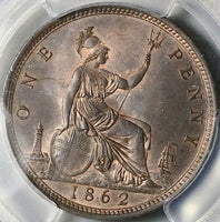 1862 PCGS MS 62 BN Victoria Great Britain Penny Bronze Mint State Coin (25030905C)