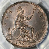 1862 PCGS MS 62 BN Victoria Great Britain Penny Bronze Mint State Coin (25030905C)