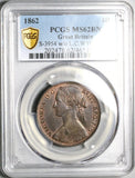 1862 PCGS MS 62 BN Victoria Great Britain Penny Bronze Mint State Coin (25030905C)
