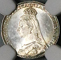 1892 NGC MS 67 Victoria Maundy Penny Great Britain Pence Sterling Silver Coin (24051903C)