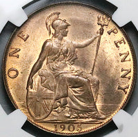 1905 NGC MS 64 RB Edward VII Penny Great Britain Mint State Coin (23050901C)