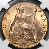 1905 NGC MS 64 RB Edward VII Penny Great Britain Mint State Coin (23050901C)