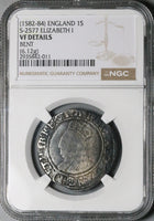 1582 NGC VF Elizabeth I Shilling Great Britain England Hammered Tudor Silver Coin (25061202C)