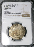 1592 NGC VF Elizabeth I Shilling Great Britain England Hammered Tudor Silver Coin (25061203C)