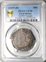 1639 PCGS VF 30 Charles I Shilling Great Britain England Hammered Coin (24013101C)