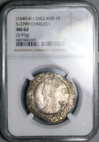 1640 NGC MS 62 Charles I Shilling Great Britain England Hammered Silver Coin POP 1/0 (24121501D)