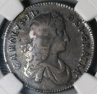 1668 NGC VF 20 Charles II Shilling 1st Bust Rare Great Britain Coin POP 1/1 (23061501C)