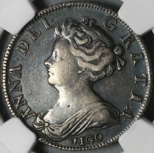 1703 NGC XF 40 Anne Vigo Shilling Great Britain Treasure Silver Coin (23062002C)