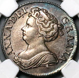 1711 NGC AU 55 Anne Shilling Great Britain Sterling Silver Coin (24032802C)