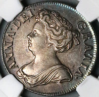 1711 NGC AU 55 Anne Shilling Great Britain Sterling Silver Coin (24032802C)