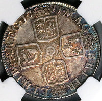 1711 NGC AU 55 Anne Shilling Great Britain Sterling Silver Coin (24032802C)