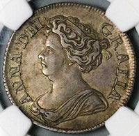 1714 NGC XF 40 Anne Shilling Great Britain Plumes Roses Silver Coin (25090702D)