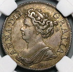 1714 NGC XF 40 Anne Shilling Great Britain Plumes Roses Silver Coin (25090702D)