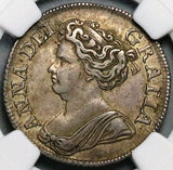 1714 NGC XF 40 Anne Shilling Great Britain Plumes Roses Silver Coin (25090702D)