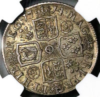 1714 NGC XF 40 Anne Shilling Great Britain Plumes Roses Silver Coin (25090702D)