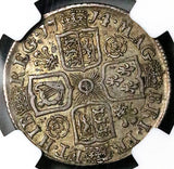 1714 NGC XF 40 Anne Shilling Great Britain Plumes Roses Silver Coin (25090702D)