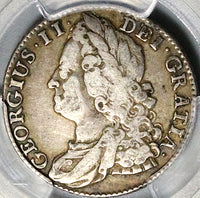 1743/1 PCGS VF 25 George II Shilling Great Britain Rare Overdate Silver Coin (25080802C)