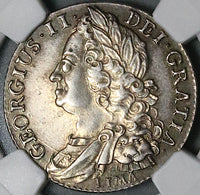 1745 NGC AU George II Shilling Great Britain Spain Lima Treasure Silver Coin (23112602D)