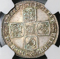 1745 NGC AU George II Shilling Great Britain Spain Lima Treasure Silver Coin (23112602D)