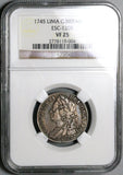 1745 NGC VF 25 George II Shilling Great Britain Spain Lima Treasure Silver Coin (24111601C)