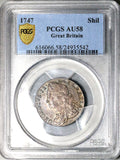 1747 PCGS AU 55 George II Shilling Great Britain Roses Colonial Silver Coin (25101202C)