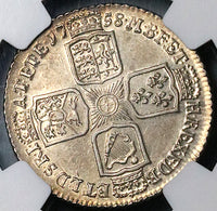 1758 NGC AU 55 George II Shilling Great Britain Silver Coin (24063001C)